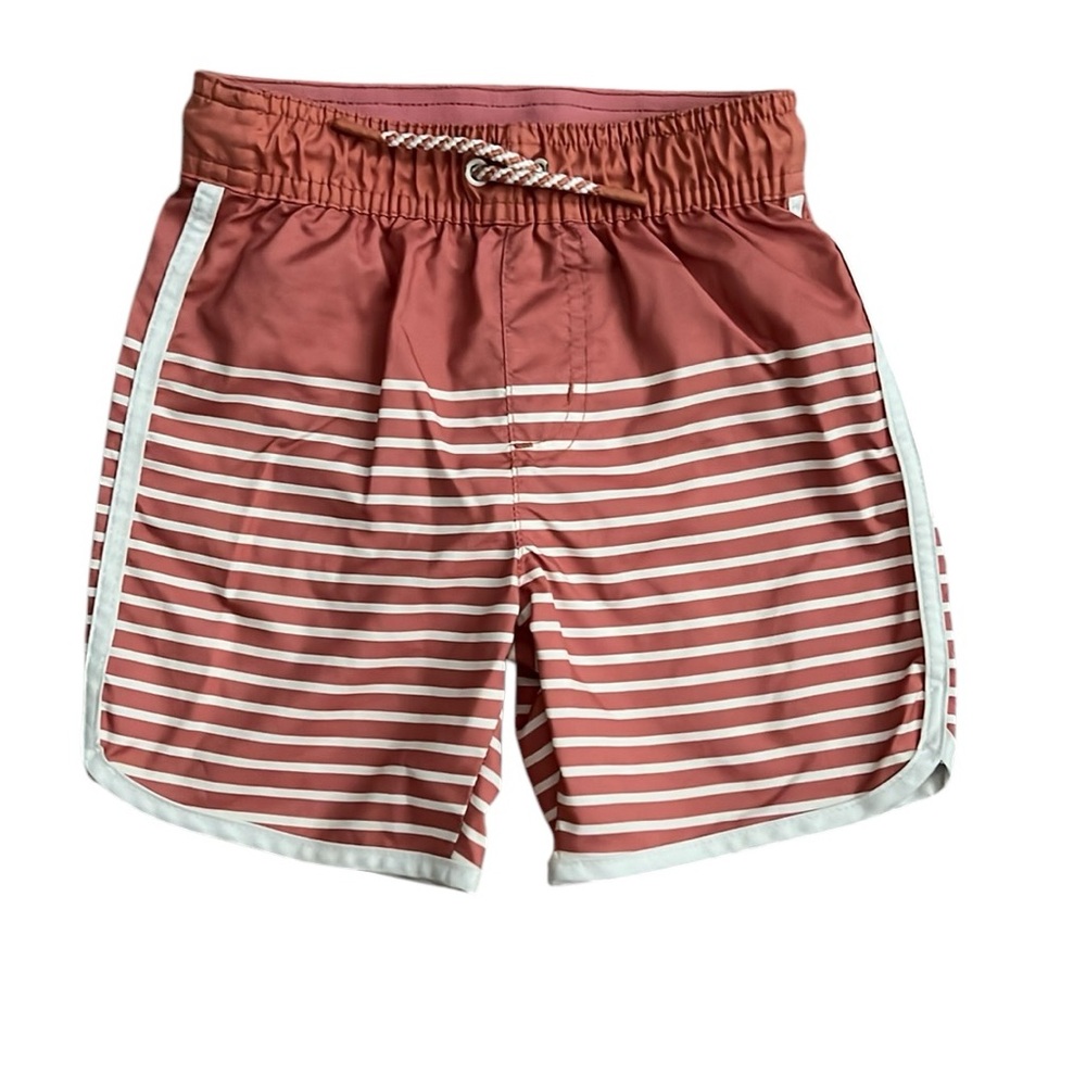 Cat & Jack size 4T Orange and White Striped Swim Trunks